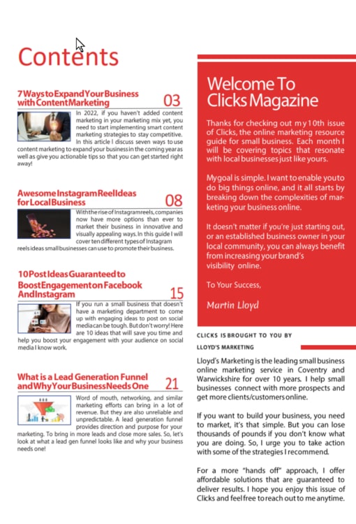 The Article Contents Of April'S Clicks Free Digital Marketing Magazine Uk